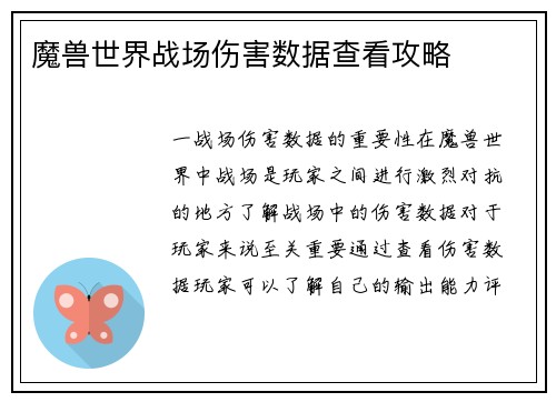 魔兽世界战场伤害数据查看攻略